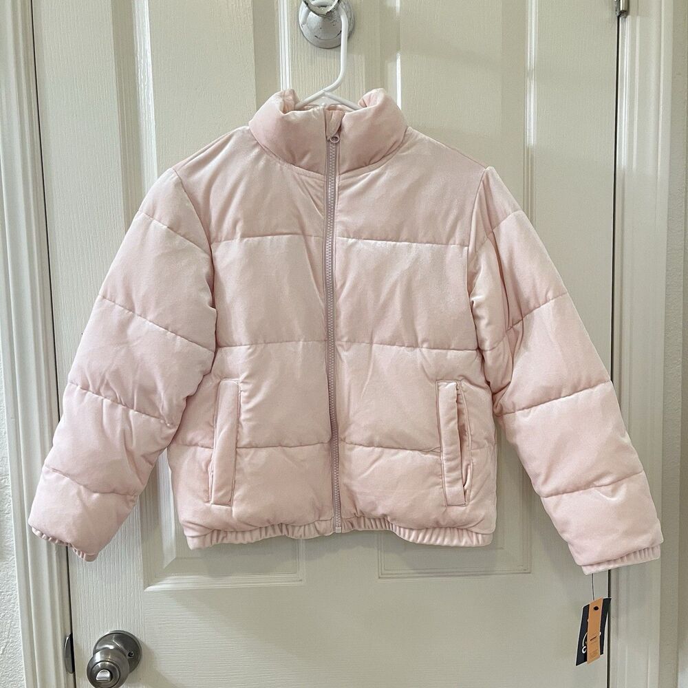 Art Class Light Pink Puffer Jacket Velvet Soft Shine Coat Girls Size L